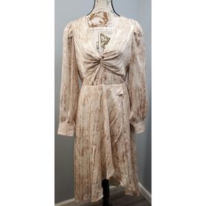 Express Wrap Dress Womens Medium Multicolor SnakeSkin Chiffon Lined Twisted Neck